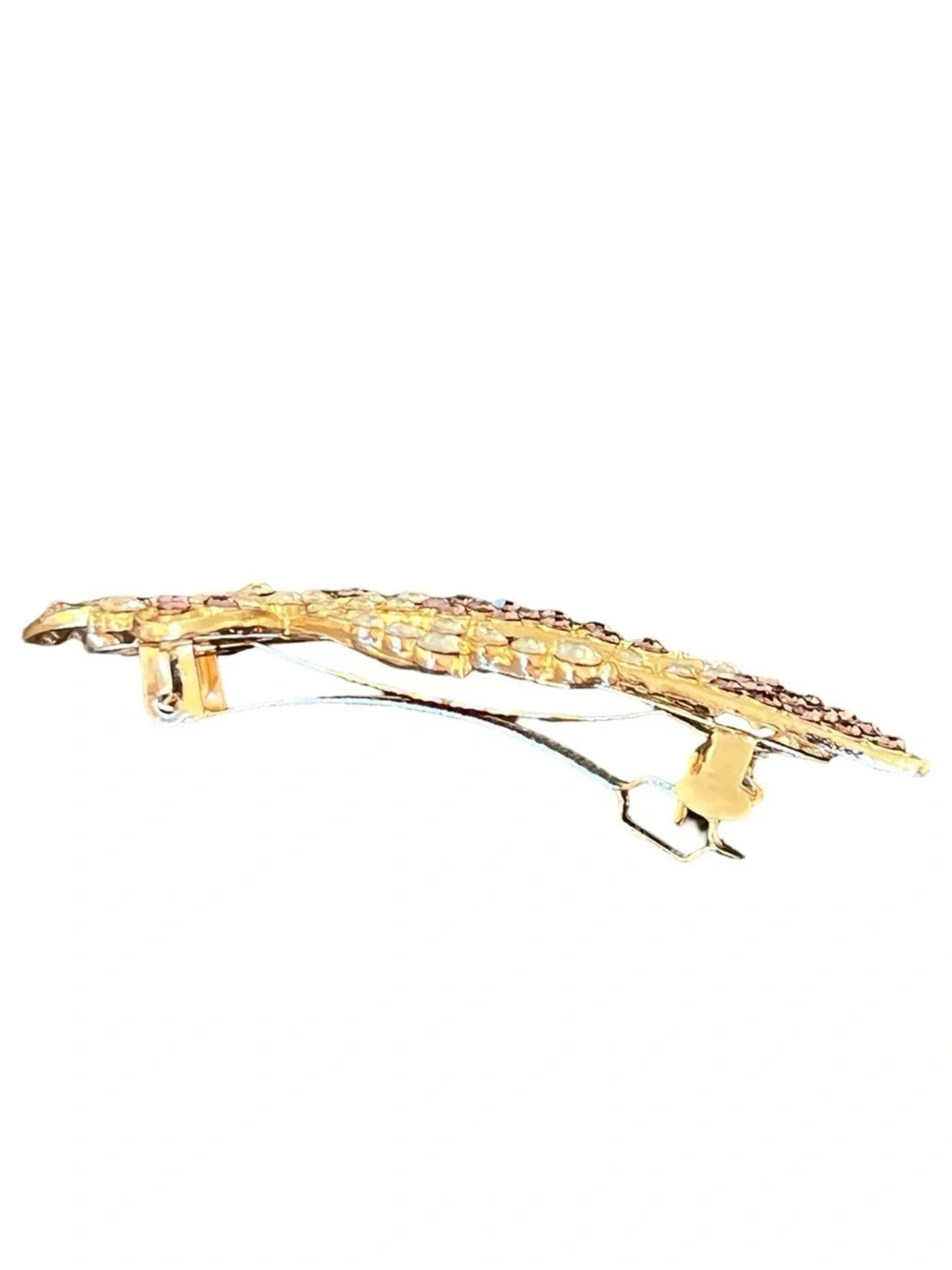 Gold Tone Pink Crystal Butterfly Floral Hair Clip FINAL PRICE DROP